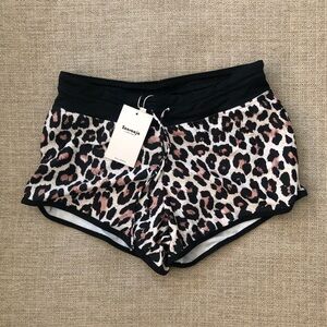 Zonsaoja Swim Shorts Swimsuit Women’s Size S Leopard Print Lined Drawstring NWT